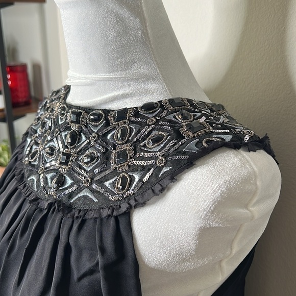 Alice + Olivia 100% Silk Trapeze Embellished Dress Black Size Small NWOT! - Picture 5 of 14